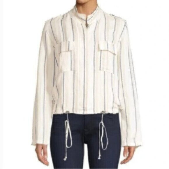NWOT Rails Rowan Striped Linen Lightweight Button Down Jacket - Picture 3 of 14